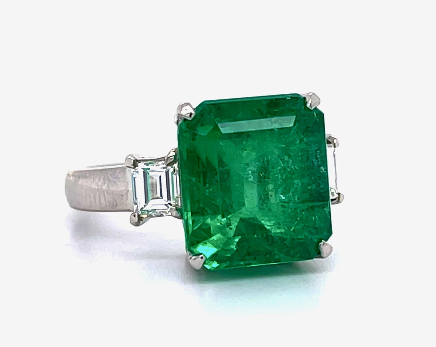6.68ct F2 Colombian Emerald .52ct Diamond Platinum Ring