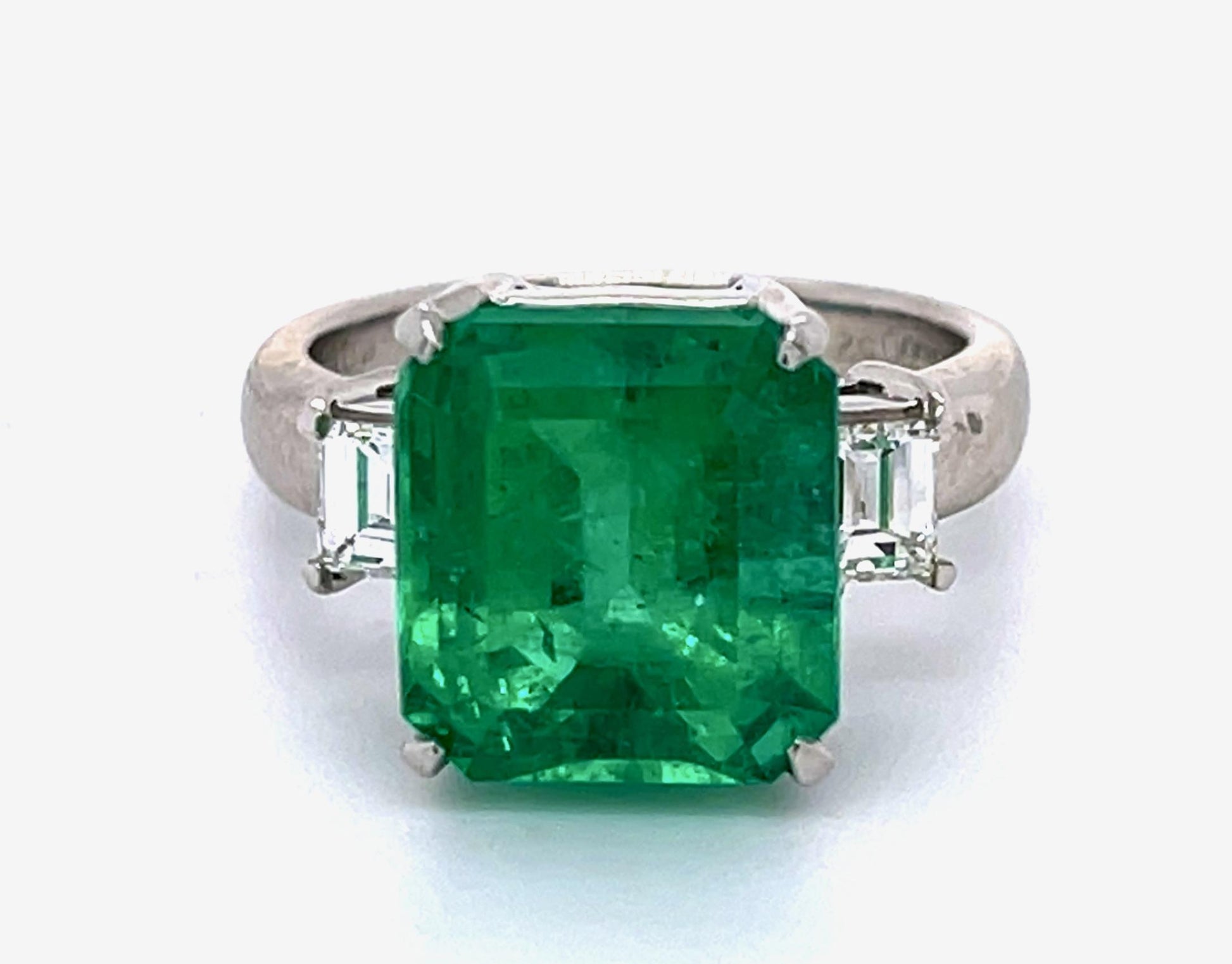 6.68ct F2 Colombian Emerald .52ct Diamond Platinum Ring