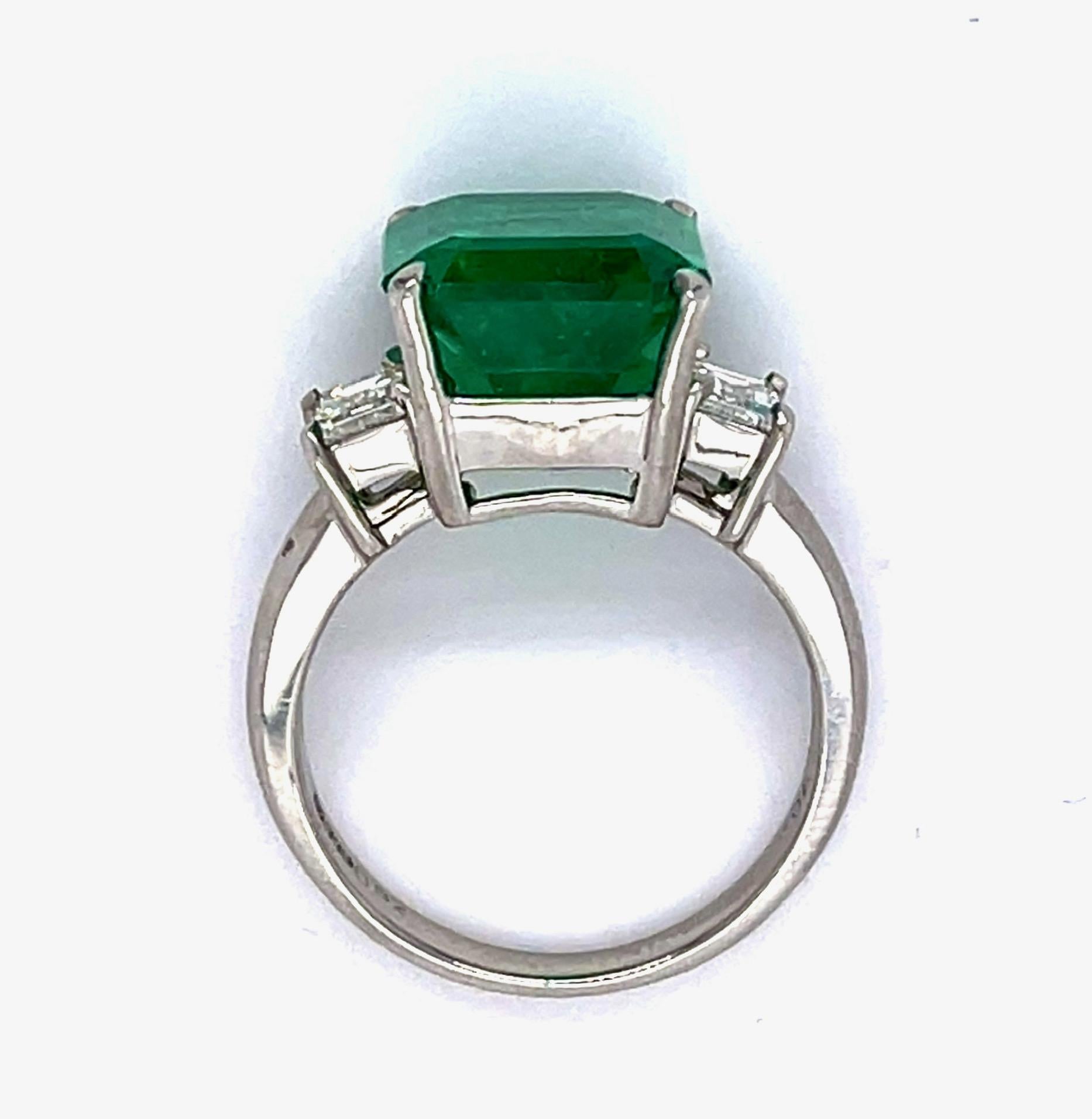 6.68ct F2 Colombian Emerald .52ct Diamond Platinum Ring