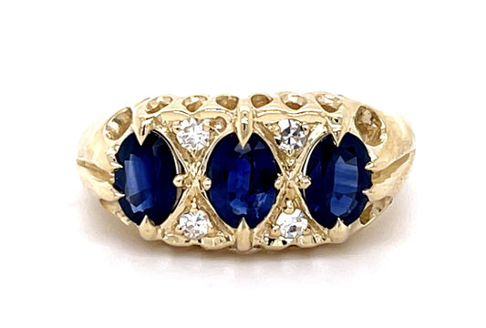 1.75ct Sapphire .12ct Diamond 14KY Ring