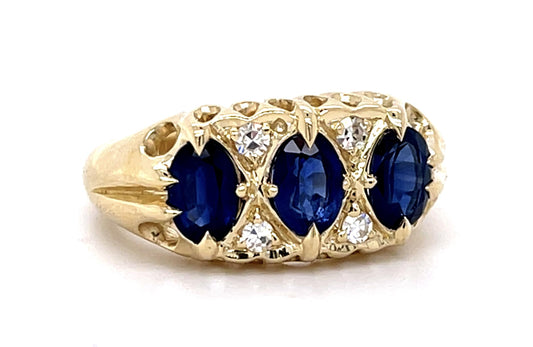 1.75ct Sapphire .12ct Diamond 14KY Ring