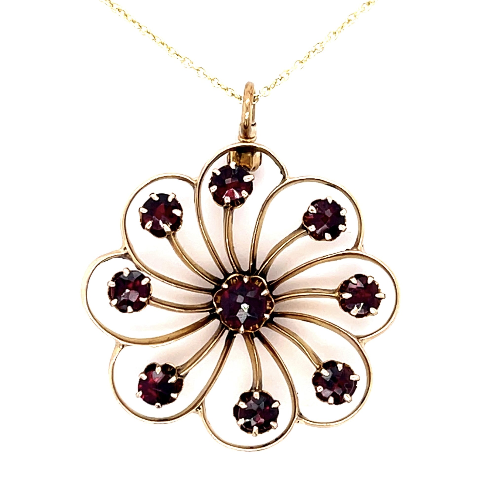 Victorian 2ct Garnet 14KY Pendant (Antique 1880s)