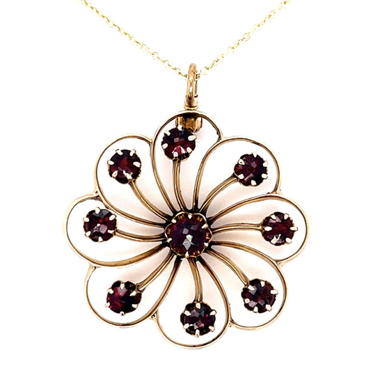 Victorian 2ct Garnet 14KY Pendant (Antique 1880s)