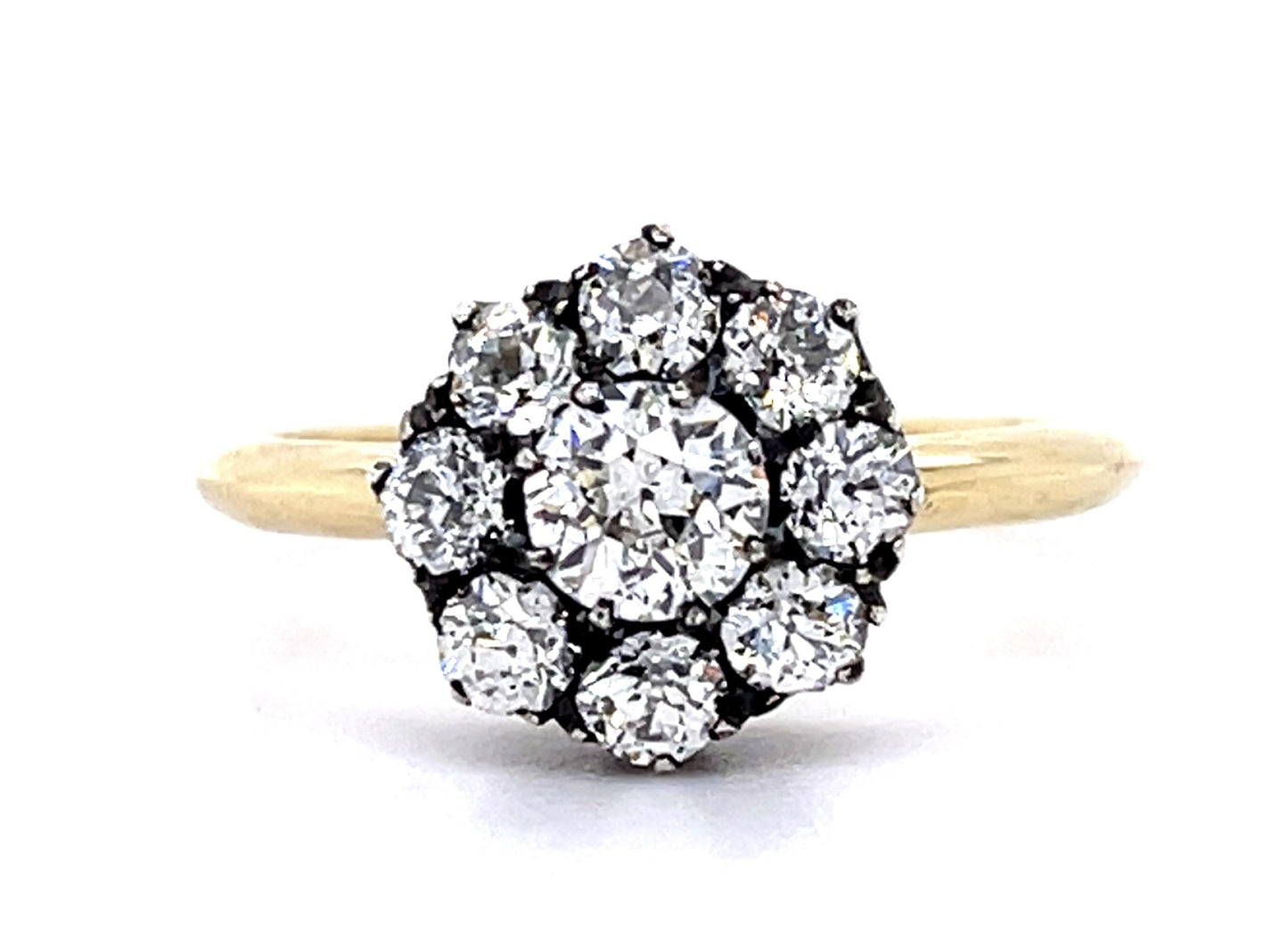 Original Top Victorian .44ct Old European Center Diamond 14KY+Silver Ring