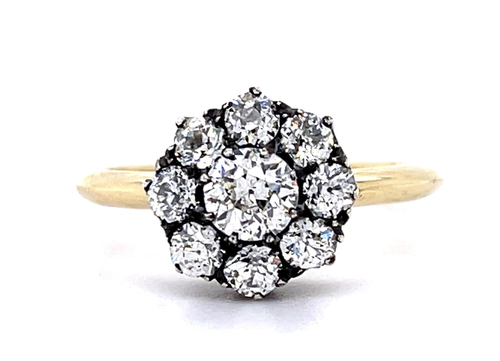 Original Top Victorian .44ct Old European Center Diamond 14KY+Silver Ring