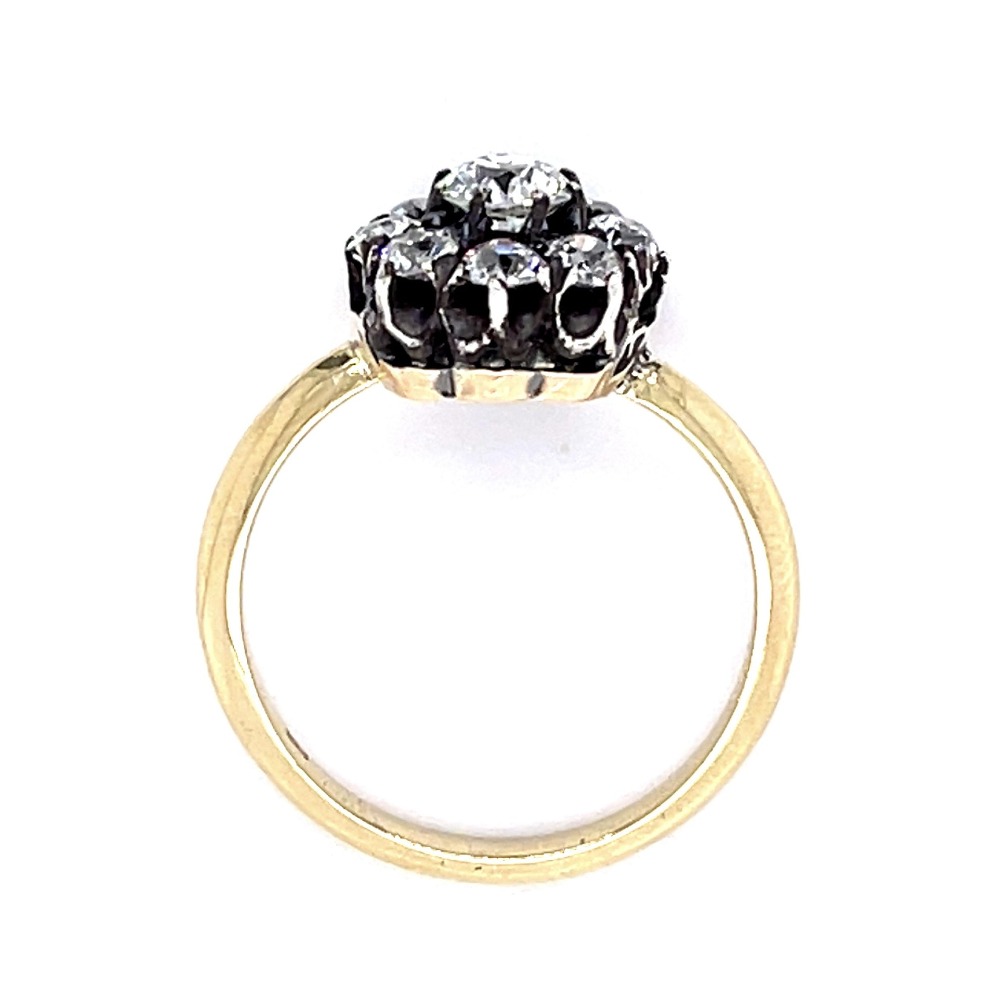 Original Top Victorian .44ct Old European Center Diamond 14KY+Silver Ring