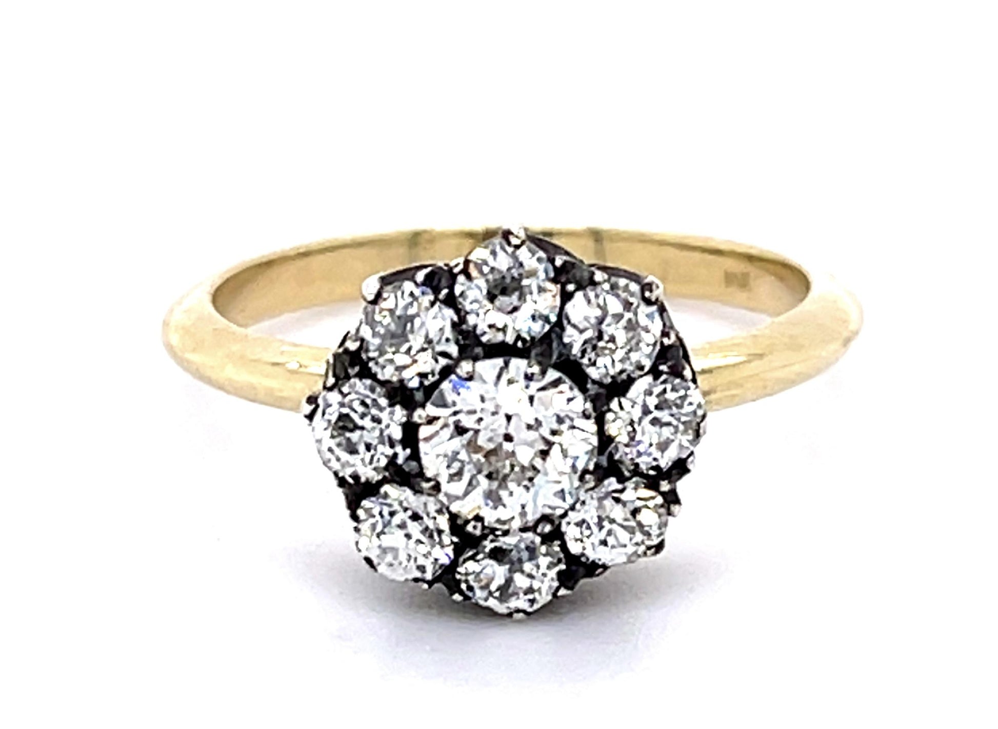 Original Top Victorian .44ct Old European Center Diamond 14KY+Silver Ring