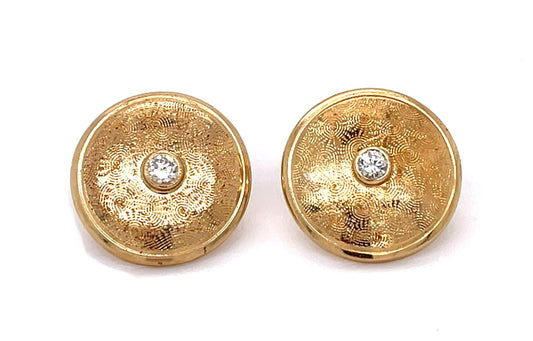 .20ct Diamond 14KY Disc Stud Earrings (Vintage 1960s)