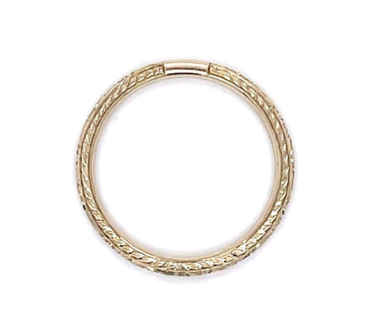 14KW Hand Engraved Band Ring 2.25g 5.75 Size