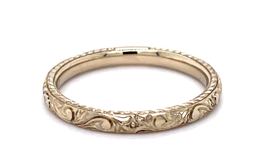 14KW Hand Engraved Band Ring 2.25g 5.75 Size