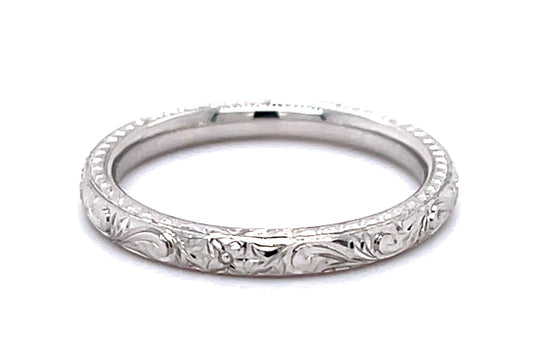 14KW Hand Engraved Band Ring 2.68g 5.75 Size