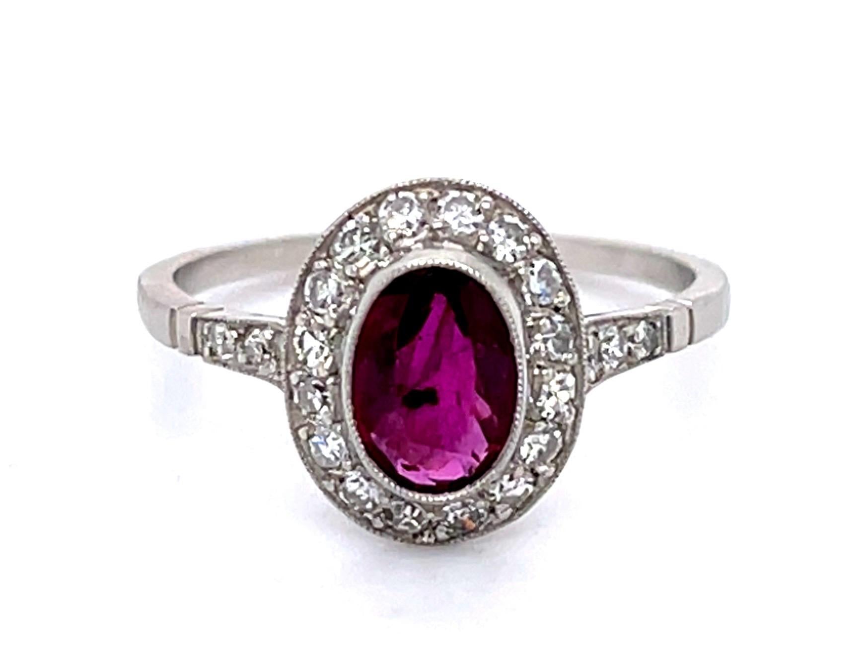 .89ct Oval Ruby .54ct Diamond Platinum Handmade Ring
