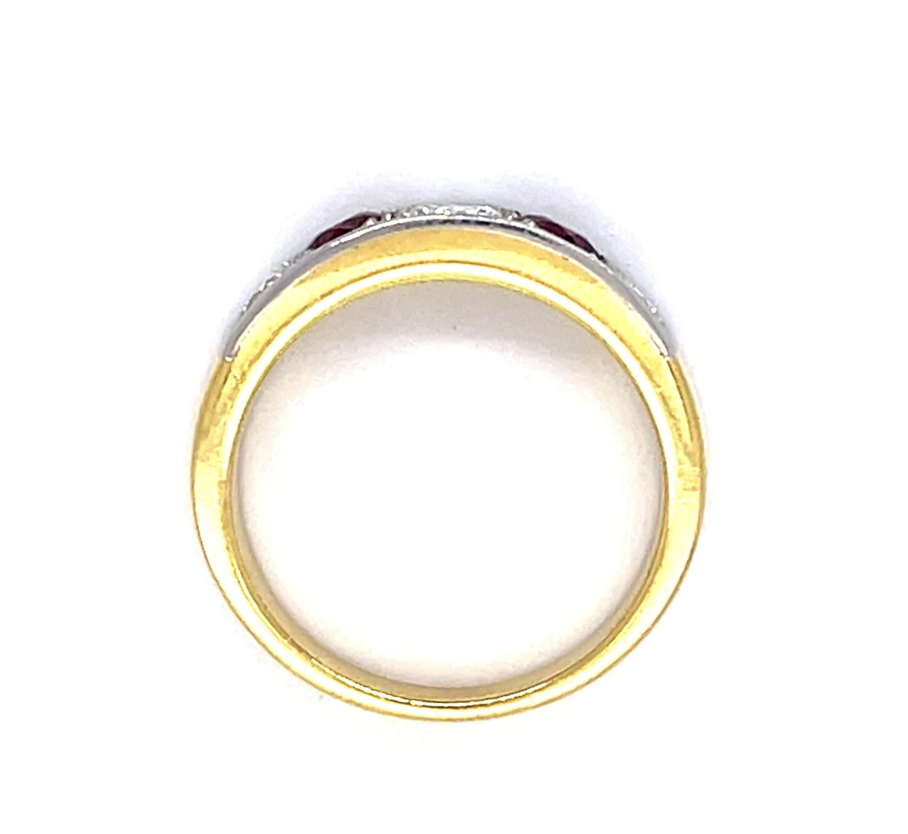 .54ct Diamond .40ct Ruby Platinum+18KY Ring Band