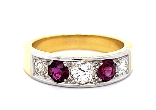 .54ct Diamond .40ct Ruby Platinum+18KY Ring Band