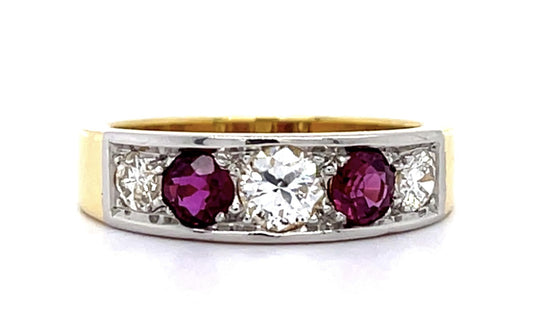 .54ct Diamond .40ct Ruby Platinum+18KY Ring Band