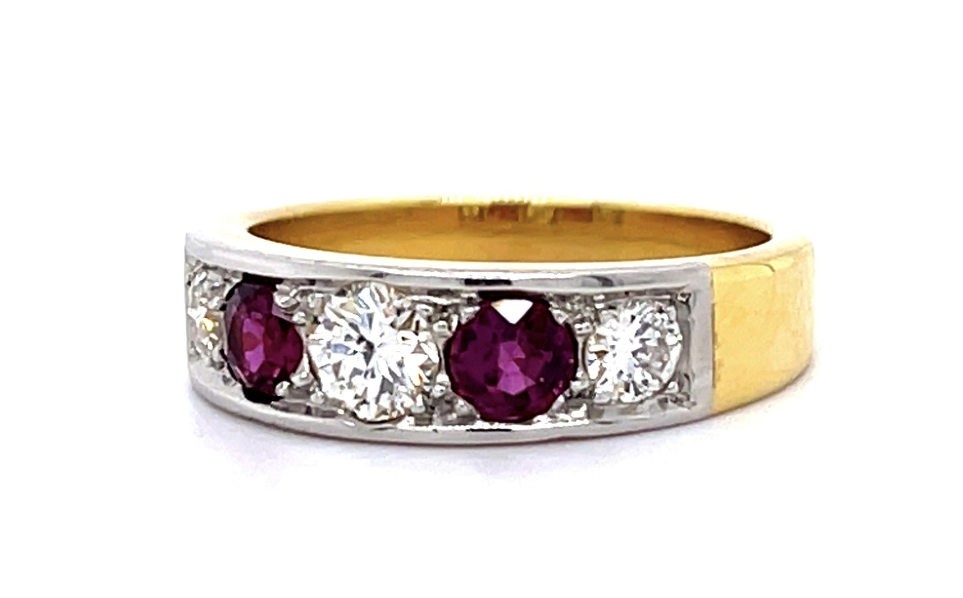 .54ct Diamond .40ct Ruby Platinum+18KY Ring Band