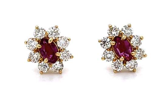.60ct Ruby .40ct Diamond Stud Earrings