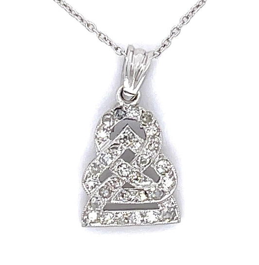 Art Deco .36ct Diamond platinum Pendant (Antique 1920s) 2.10g 16" 14KY Chain