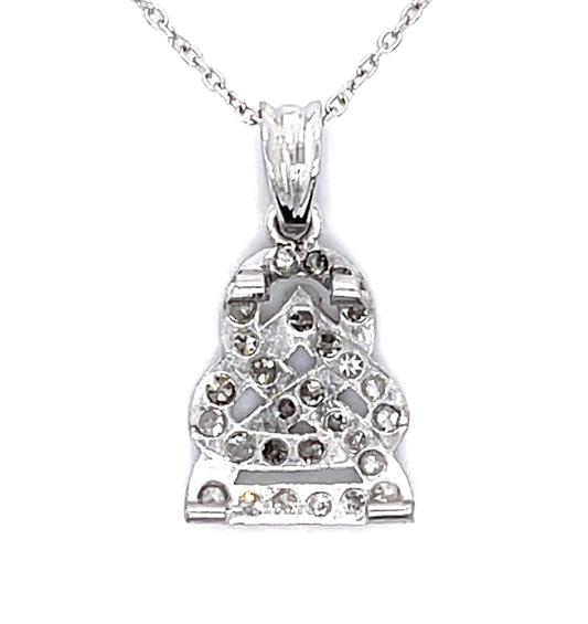 Art Deco .36ct Diamond platinum Pendant (Antique 1920s) 2.10g 16" 14KY Chain