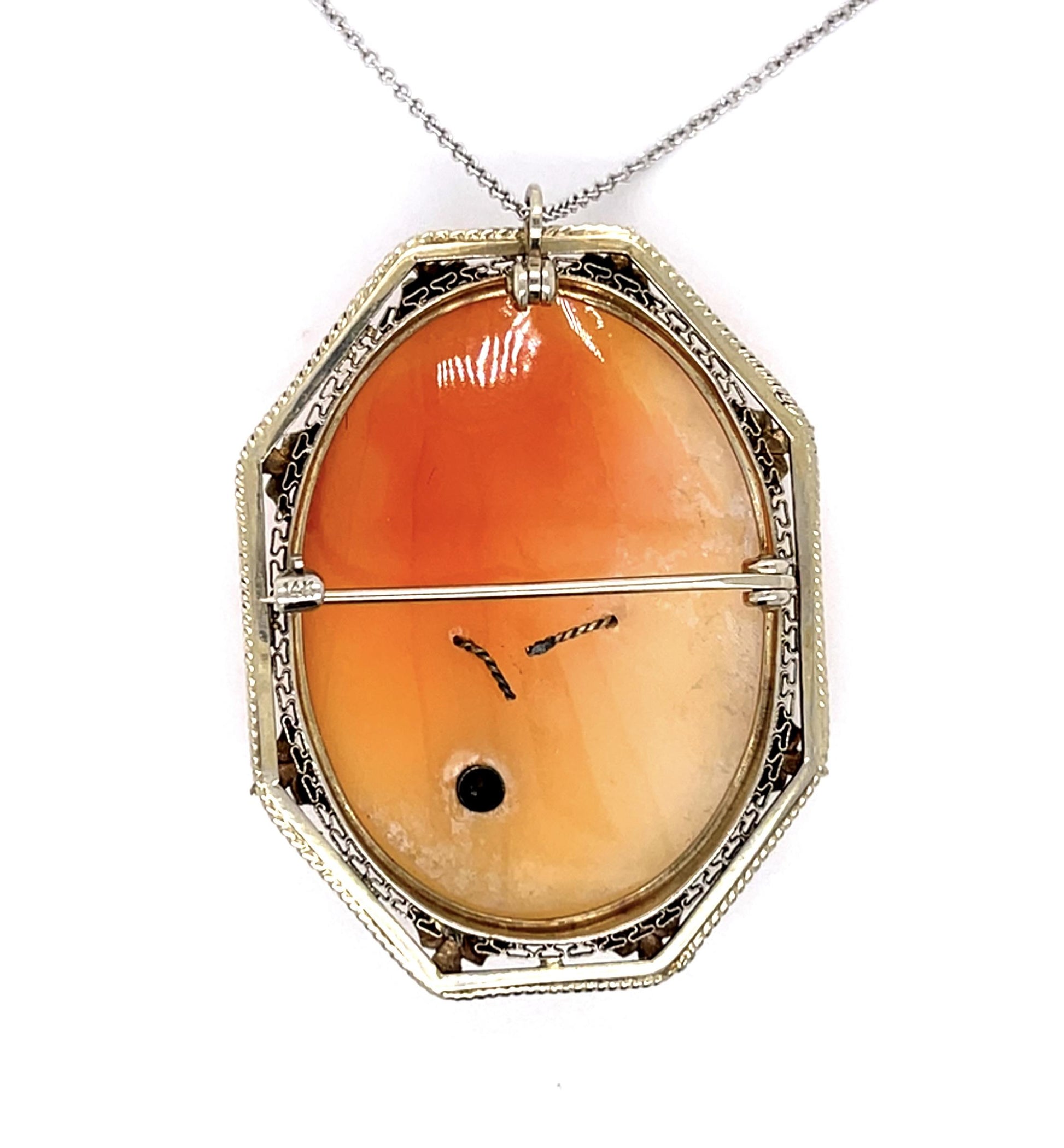 Art Deco .08ct Diamond Carved Cameo Pendant (Vintage 1930s)