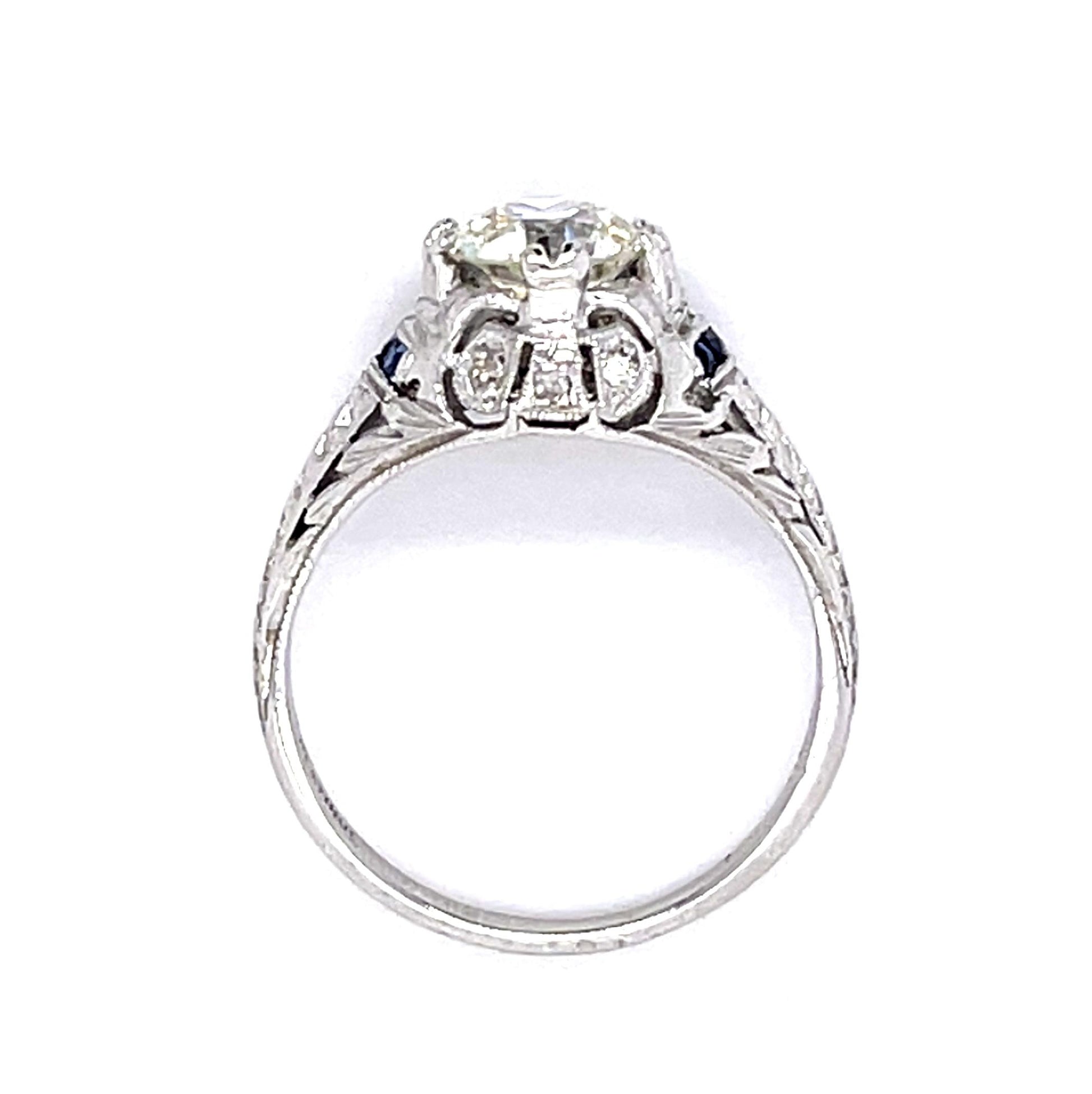 Original Art Deco 1.15ct Old European Diamond Platinum Ring (Antique 1920s)