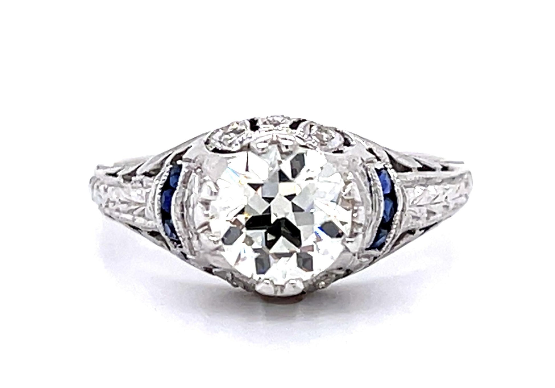 Original Art Deco 1.15ct Old European Diamond Platinum Ring (Antique 1920s)