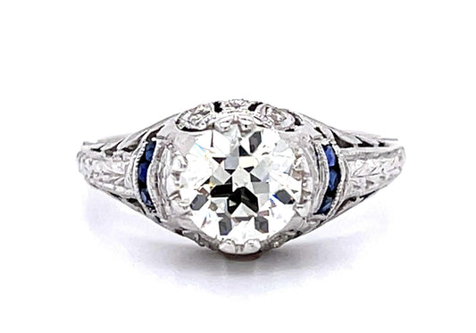 Original Art Deco 1.15ct Old European Diamond Platinum Ring (Antique 1920s)