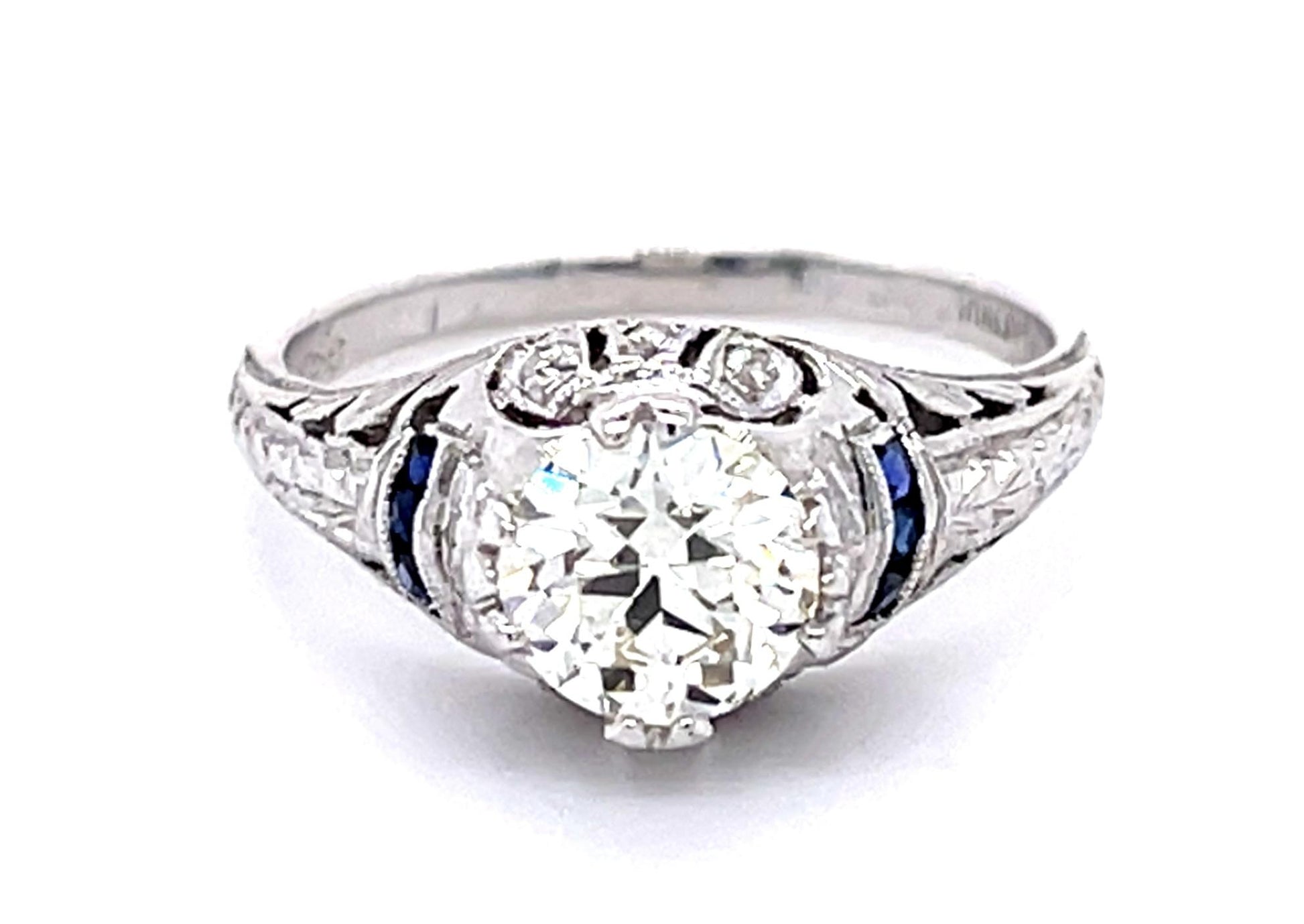 Original Art Deco 1.15ct Old European Diamond Platinum Ring (Antique 1920s)