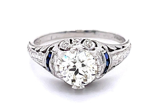 Original Art Deco 1.15ct Old European Diamond Platinum Ring (Antique 1920s)