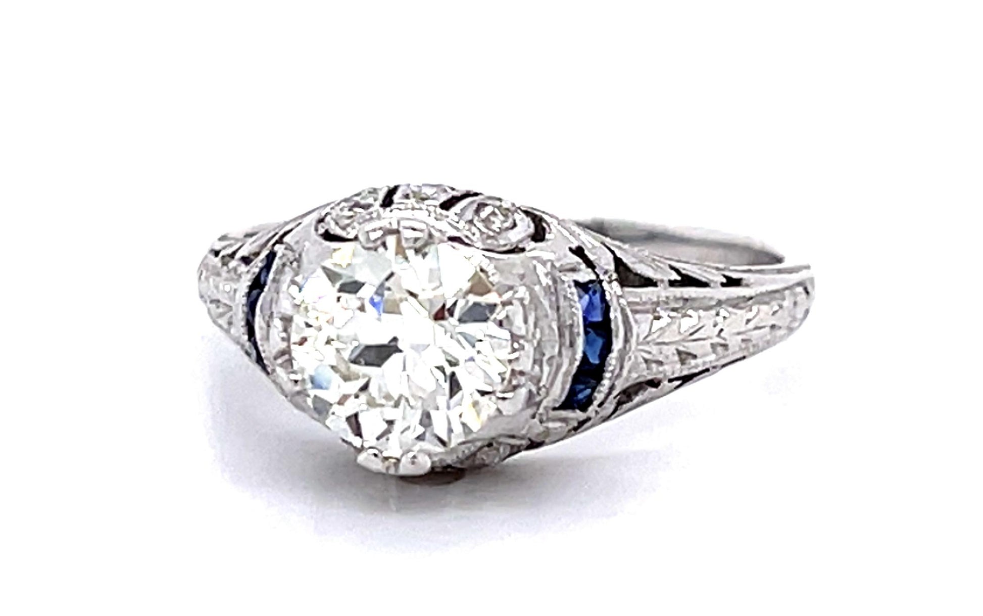 Original Art Deco 1.15ct Old European Diamond Platinum Ring (Antique 1920s)
