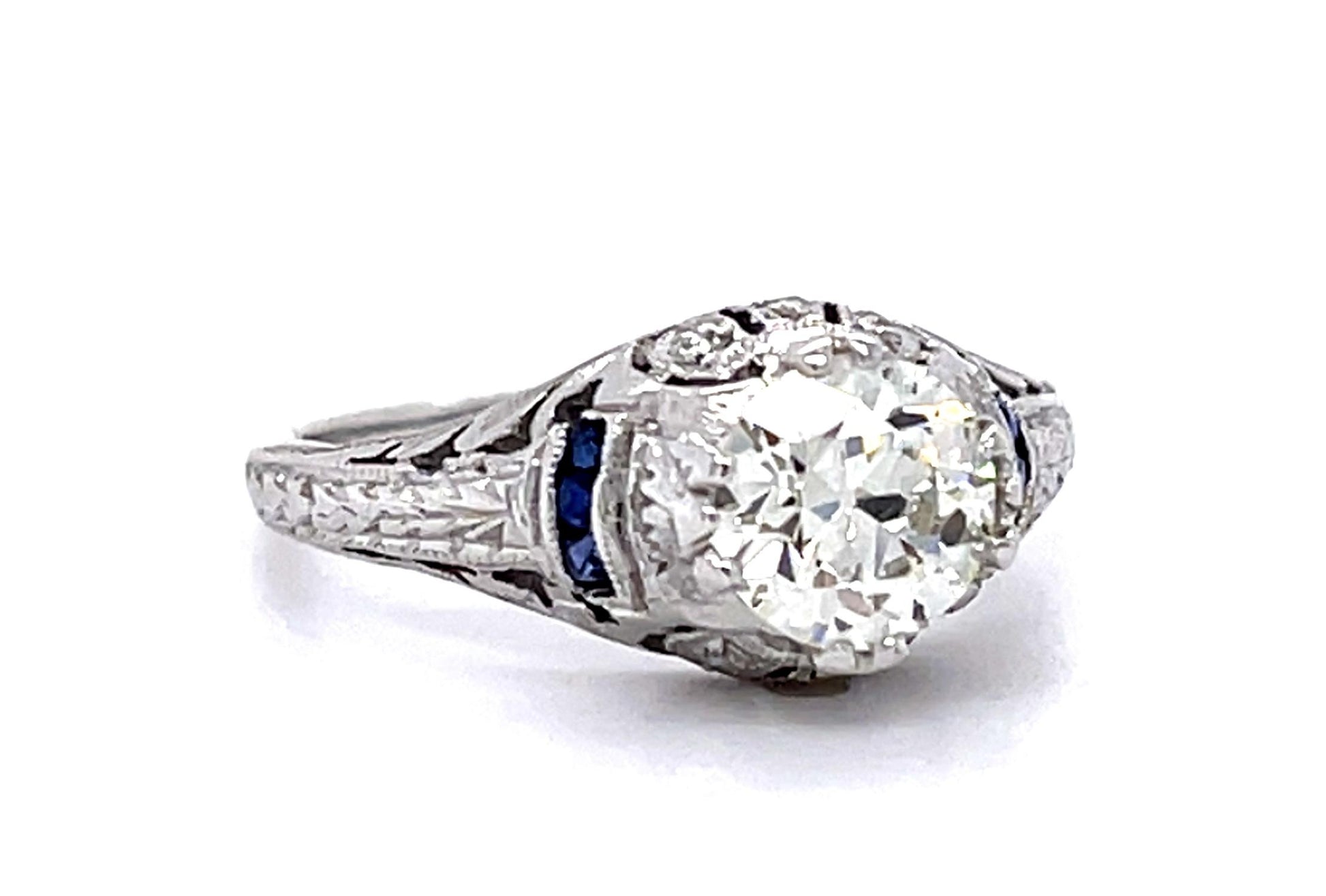 Original Art Deco 1.15ct Old European Diamond Platinum Ring (Antique 1920s)