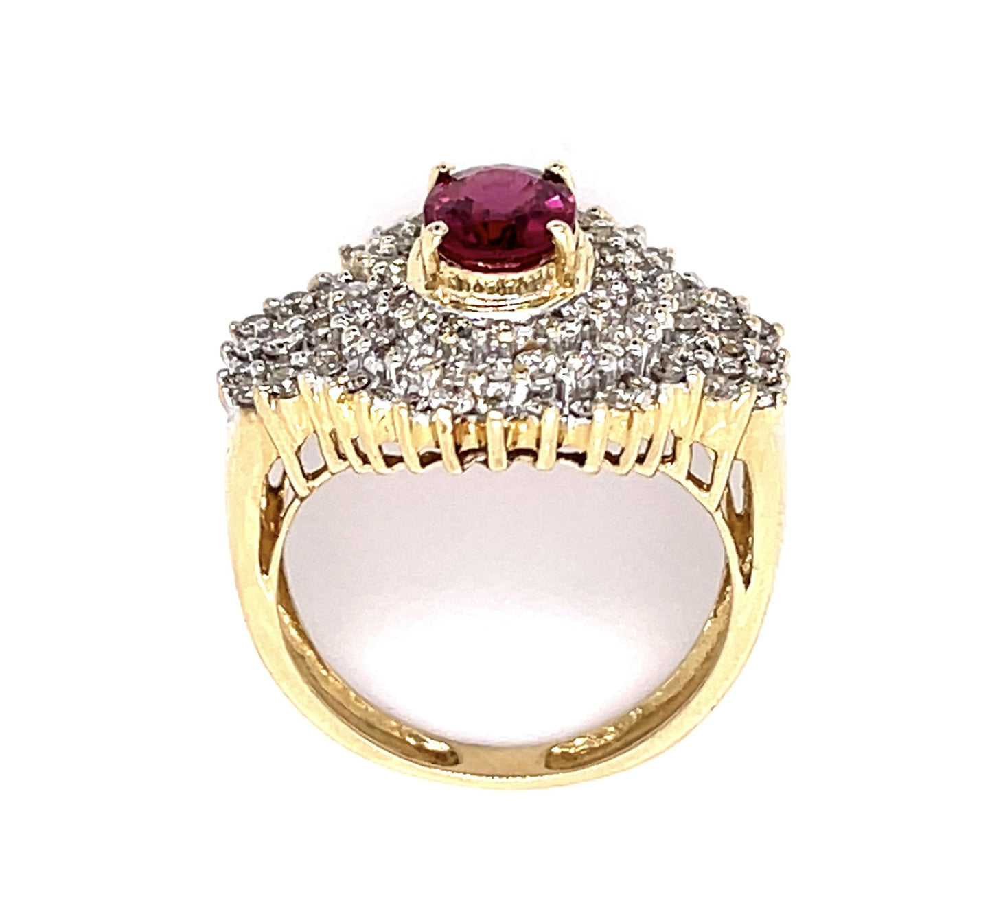 1.25ct Ruby 1.25ct Diamond 14KY Ring 6g 8.50 Size