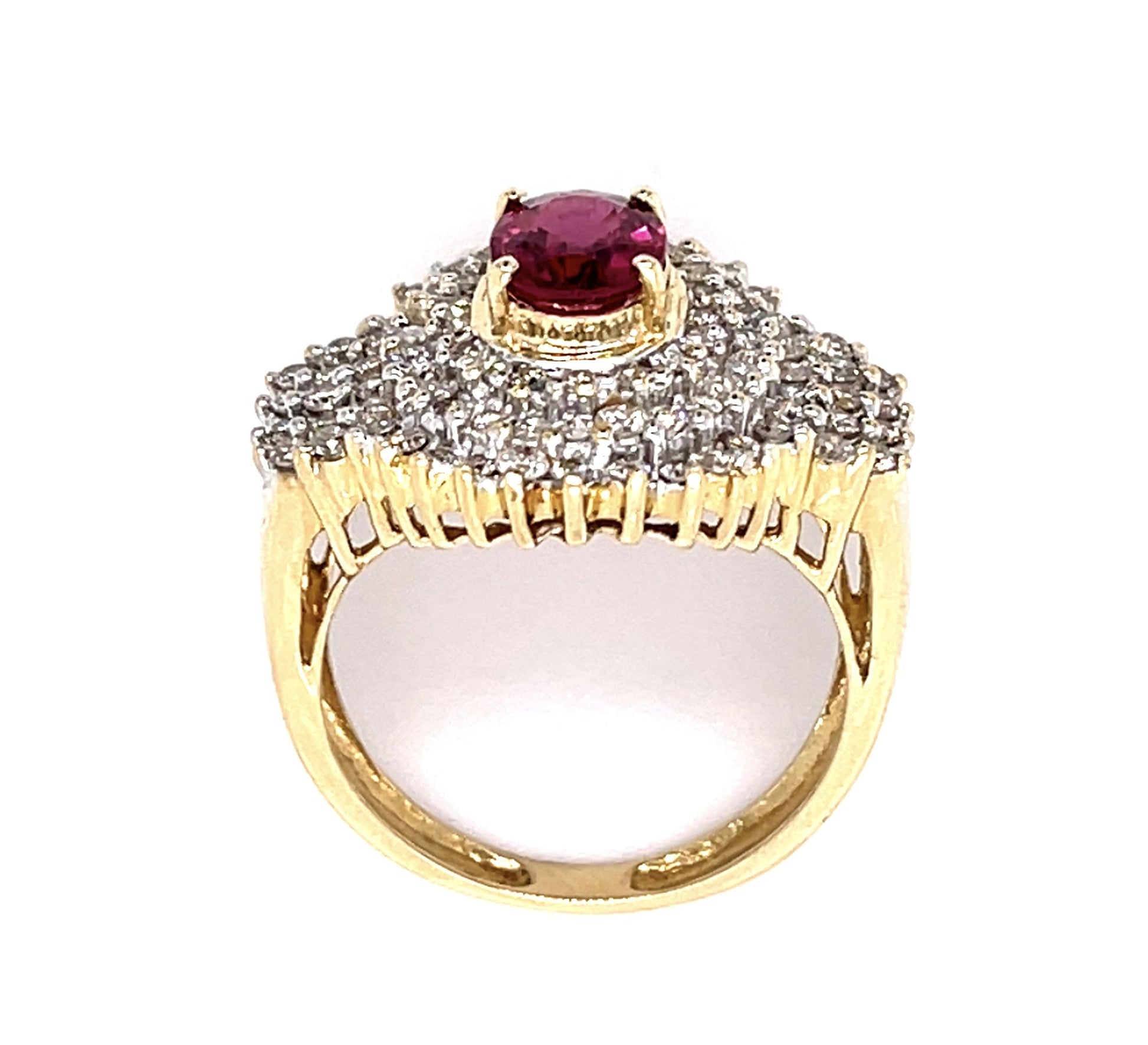 1.25ct Ruby 1.25ct Diamond 14KY Ring 6g 8.50 Size