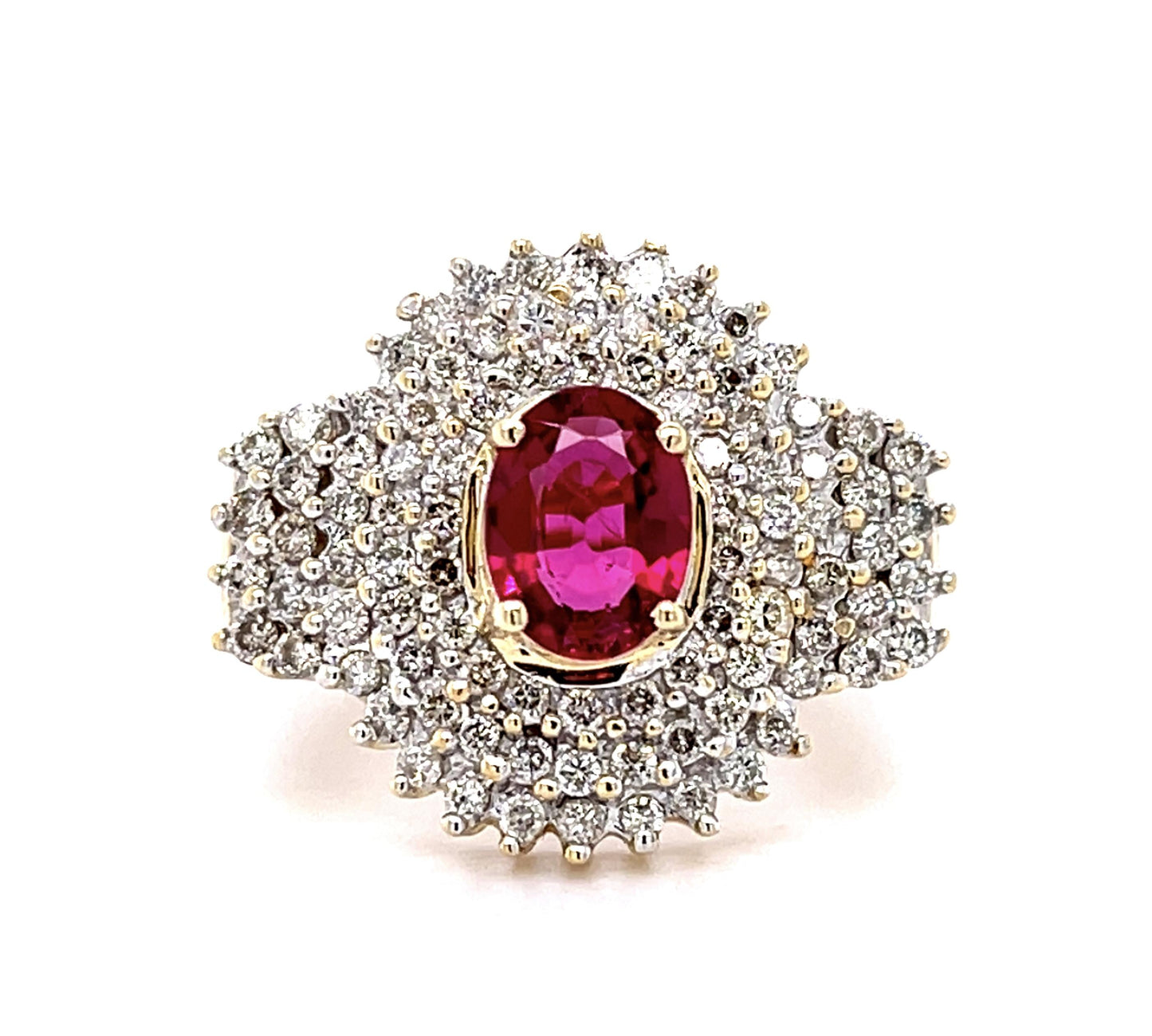1.25ct Ruby 1.25ct Diamond 14KY Ring 6g 8.50 Size