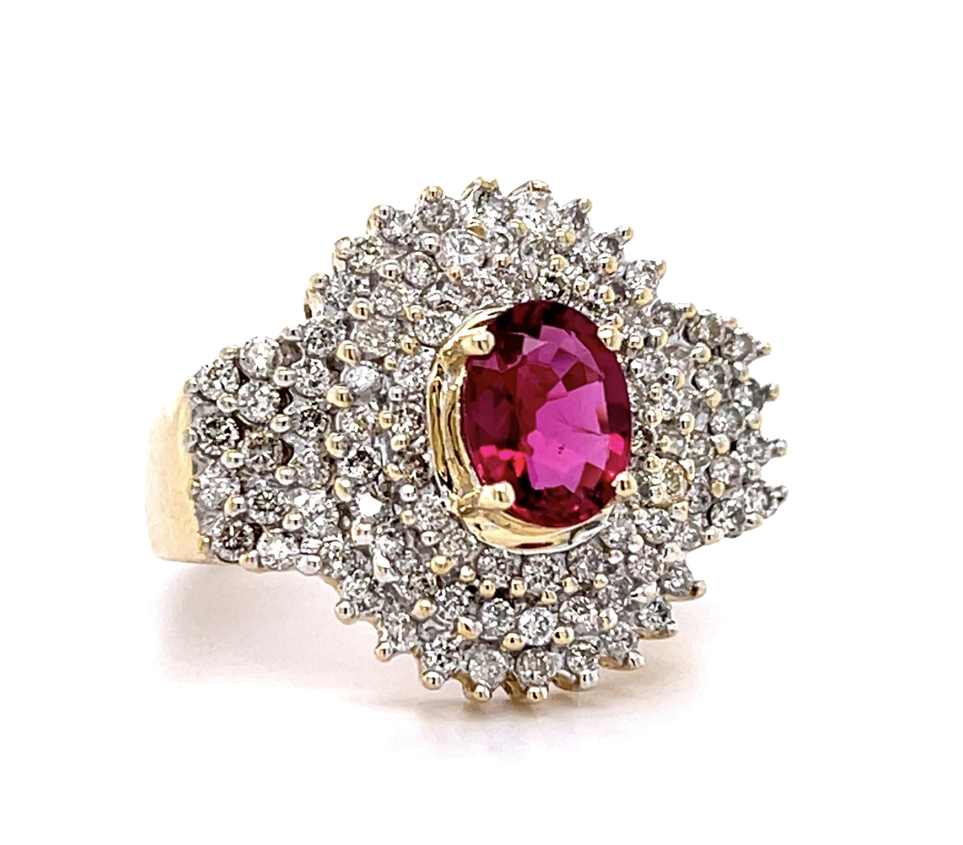 1.25ct Ruby 1.25ct Diamond 14KY Ring 6g 8.50 Size