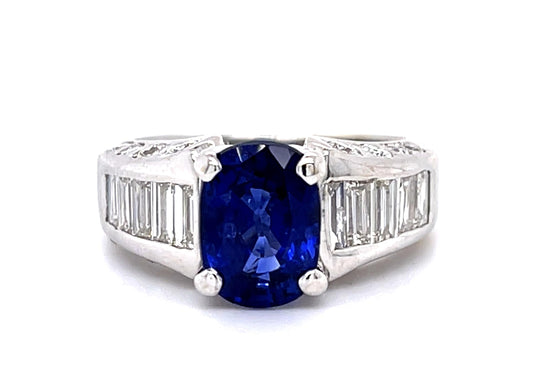 3.57ct Heated Sapphire 2ct Diamond 18KW Ring 10.70g 7.75 Size GIA #2221268703