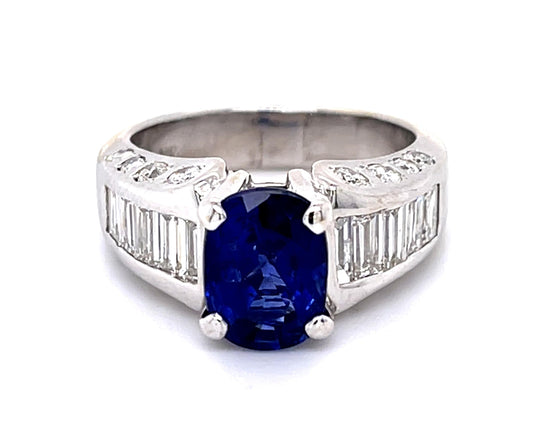 3.57ct Heated Sapphire 2ct Diamond 18KW Ring 10.70g 7.75 Size GIA #2221268703