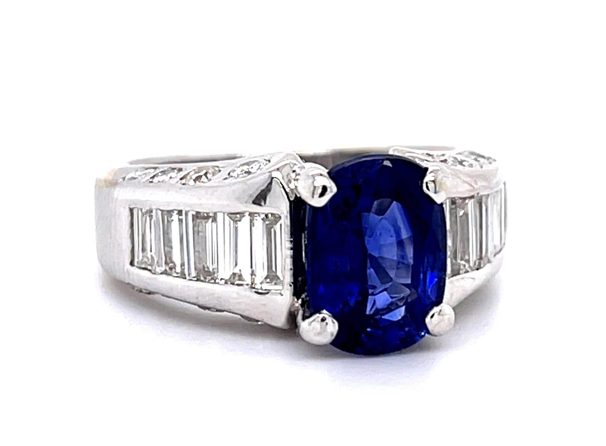3.57ct Heated Sapphire 2ct Diamond 18KW Ring 10.70g 7.75 Size GIA #2221268703