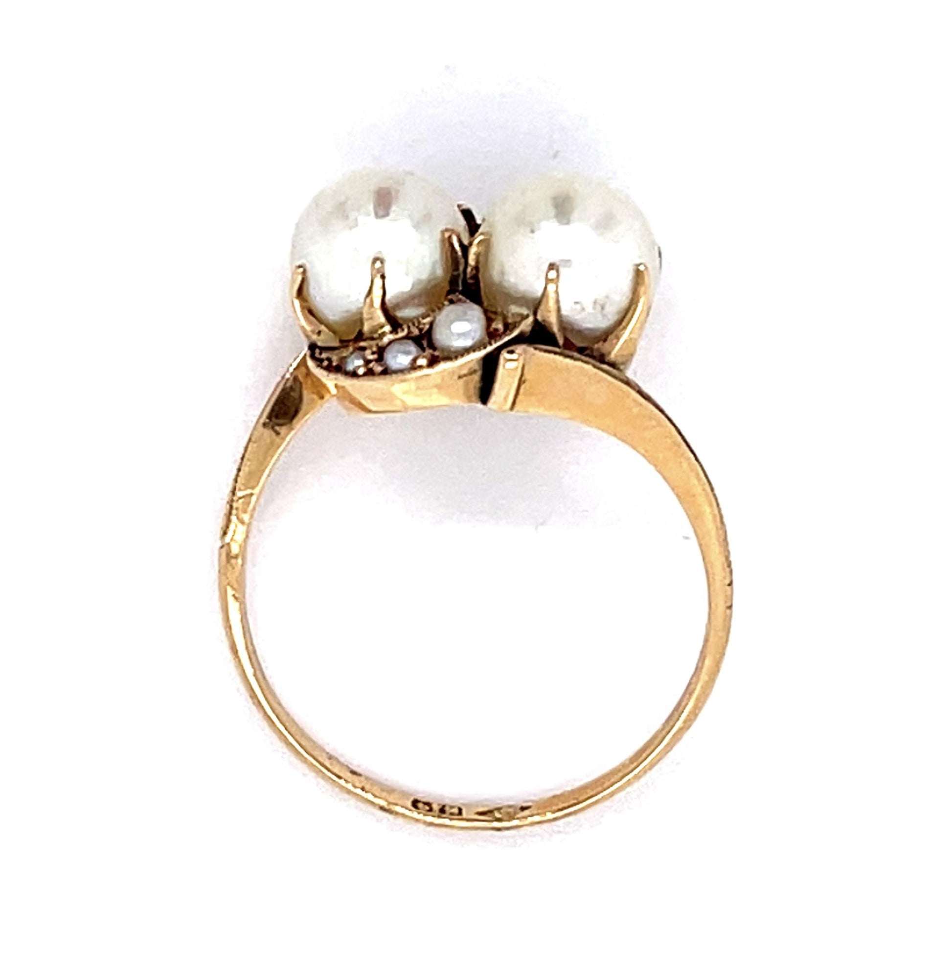 Victorian 14KY 6.32mm + 6.26mm Akoya Pearl (Antique 1890s)