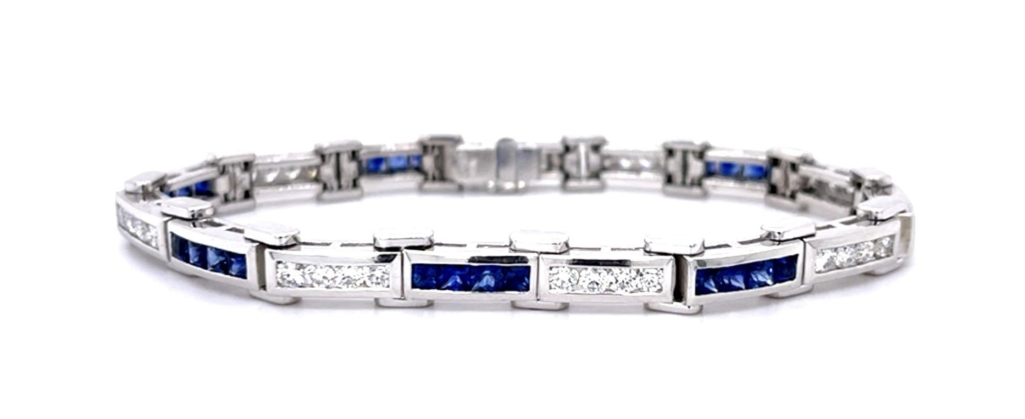 3ct Sapphire 2.25ct Diamond 18KW Bracelet