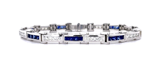 3ct Sapphire 2.25ct Diamond 18KW Bracelet