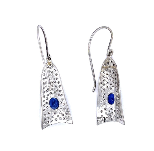 2ct Sapphire 2ct Diamond Platinum Drop Earrings