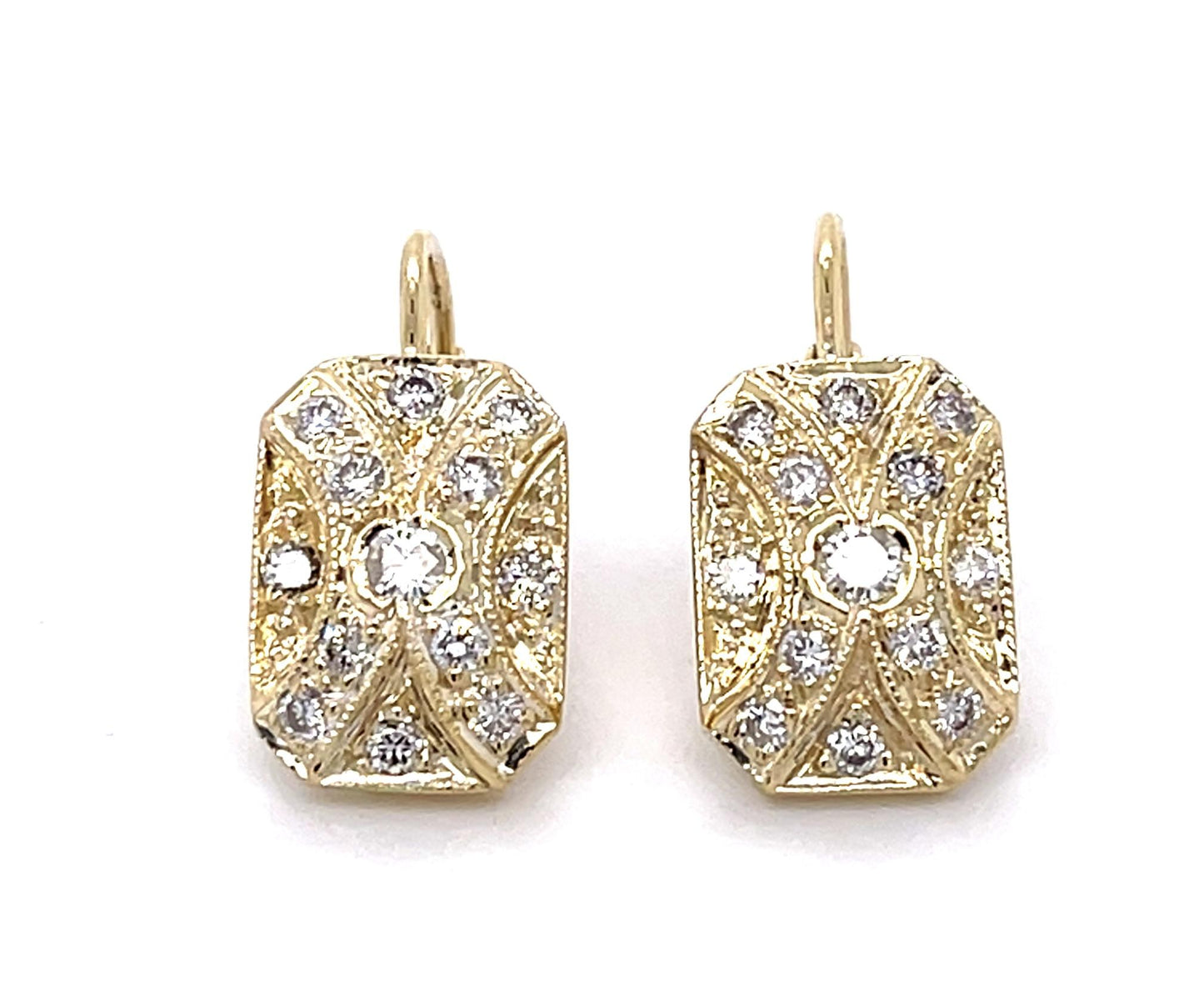 .50ct Diamond 14KY Earrings 6.80g .75"