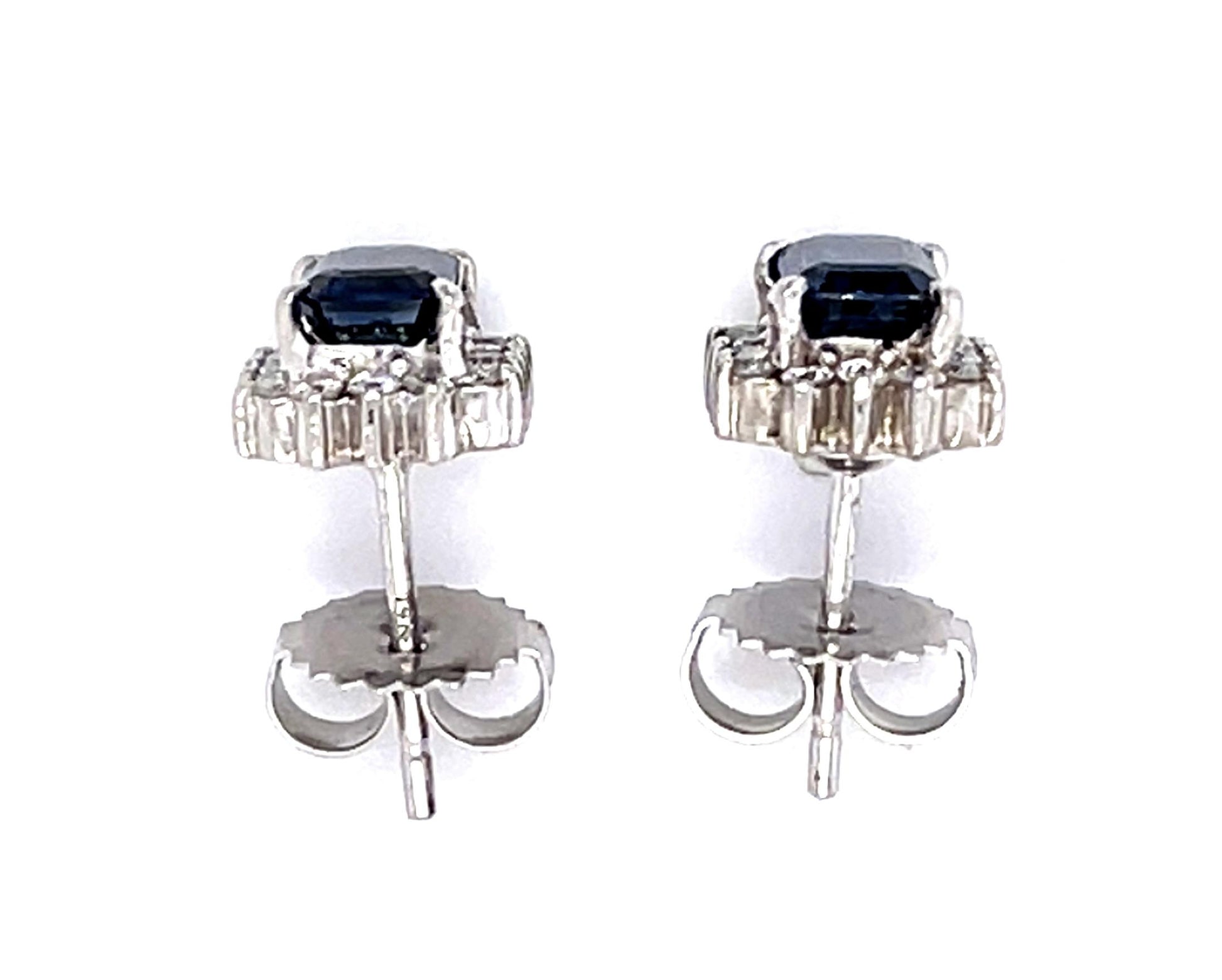 1.65ct Sapphire .28ct Diamond Platinum Stud Earrings 4.20g