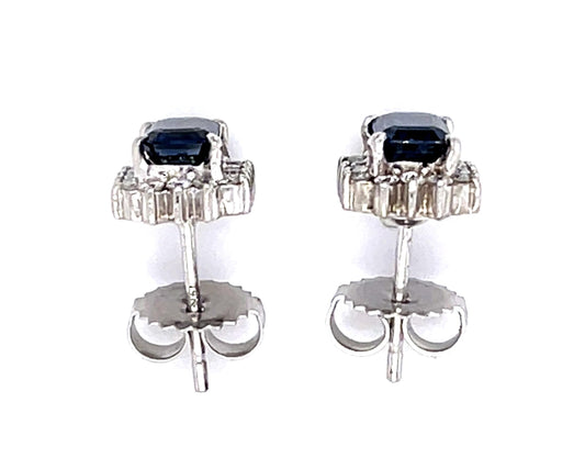 1.65ct Sapphire .28ct Diamond Platinum Stud Earrings 4.20g
