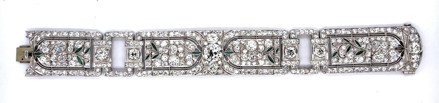 Art Deco 2ct J SI Center Old European Diamond (No Cert) Bracelet PT 17ct SD