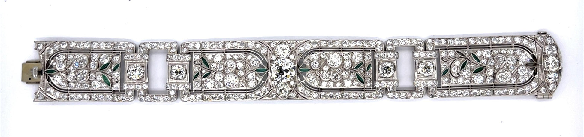 Art Deco 2ct J SI Center Old European Diamond (No Cert) Bracelet PT 17ct SD