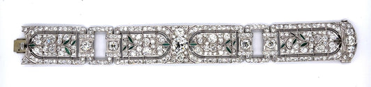 Art Deco 2ct J SI Center Old European Diamond (No Cert) Bracelet PT 17ct SD