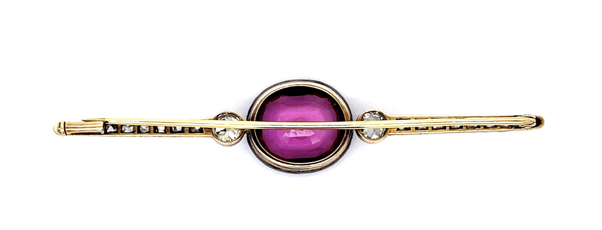 Edwardian 10.50ct Pink Tourmaline .90ct (2 Diamnds) PT/18KY Brooch (Antique 1900
