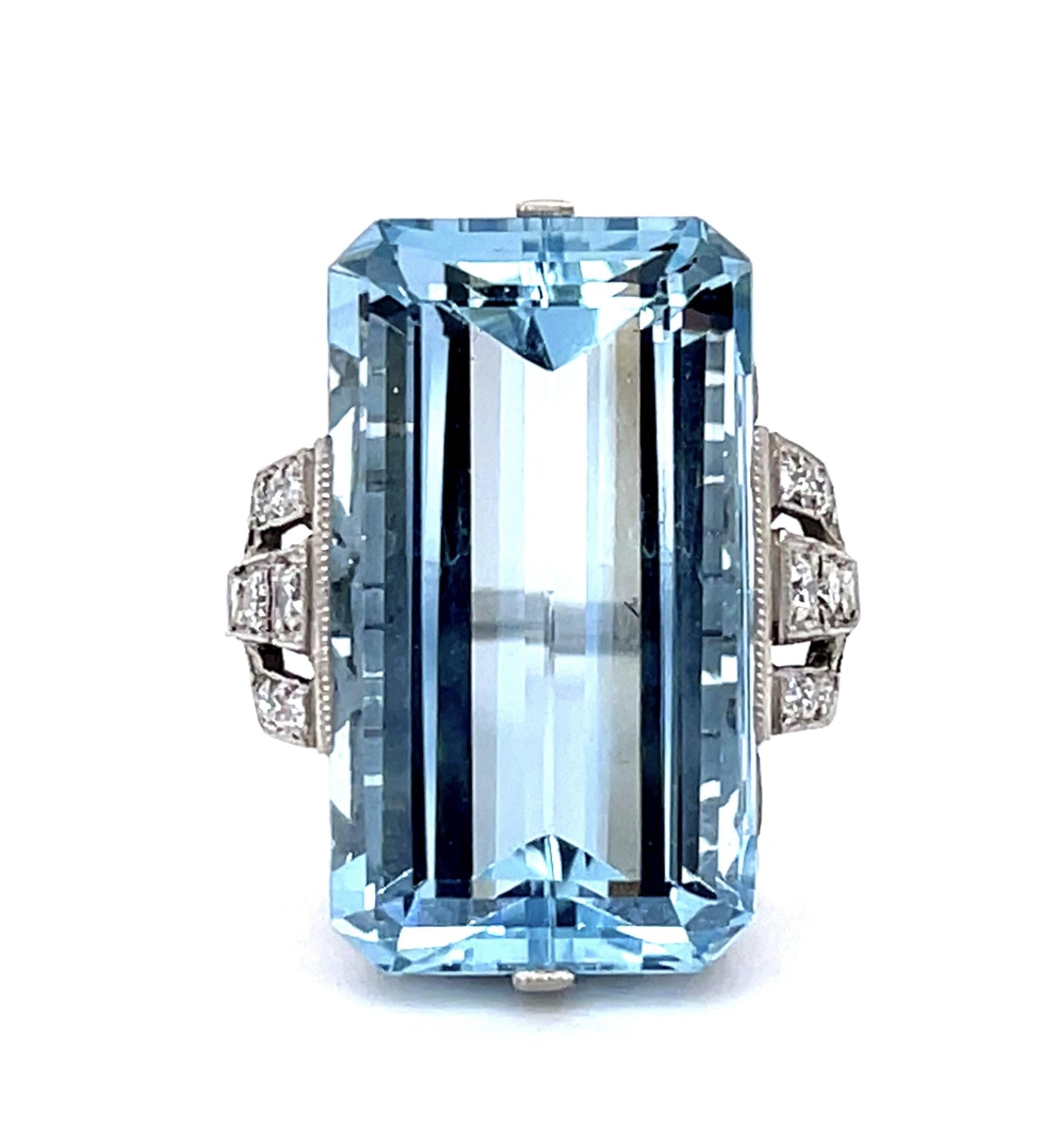 17.64ct Aquamarine .24ct Diamond Platinum Handmade Ring